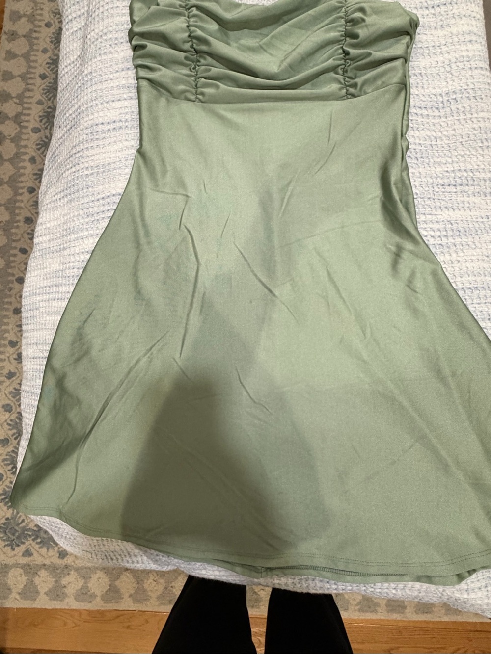 Windsor Sage Green Mini Dress with Ruched Bust